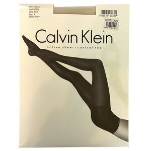 Calvin Klein Active Sheer Control Top Pantyhose Size C Large Ivory Style Q04